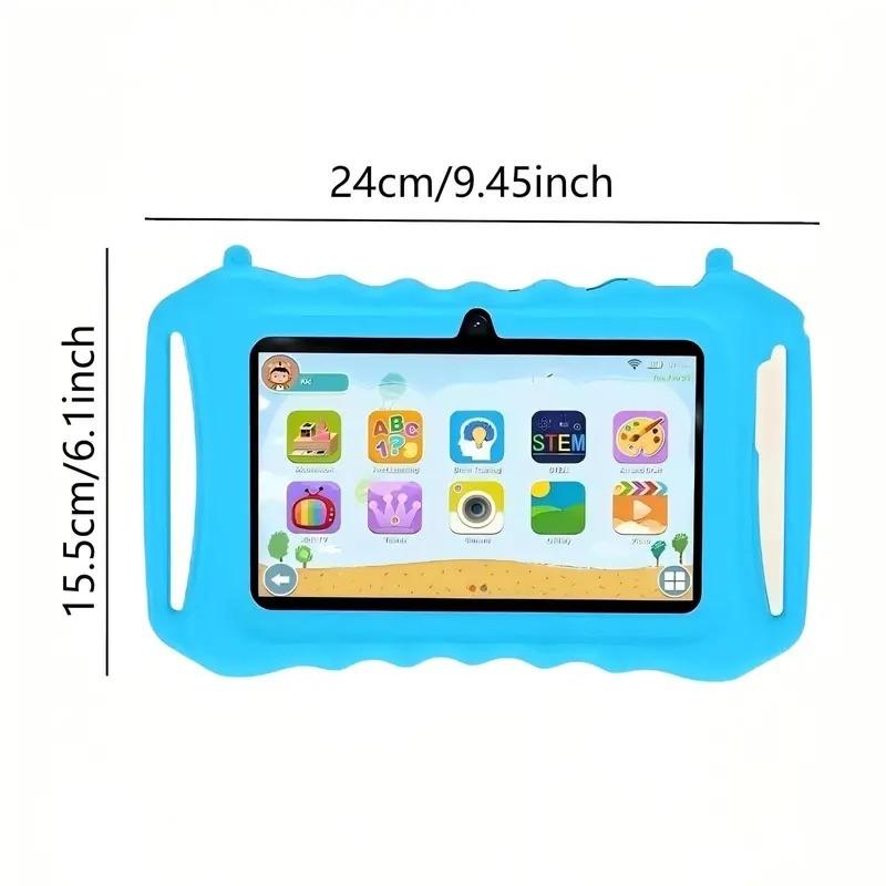 7 Inch Kids Touchscreen Tablet PC Android System Dual Camera WiFi Bluetooth-compatible Shockproof Case Perfect Holiday Gift for Ages 3 and Up