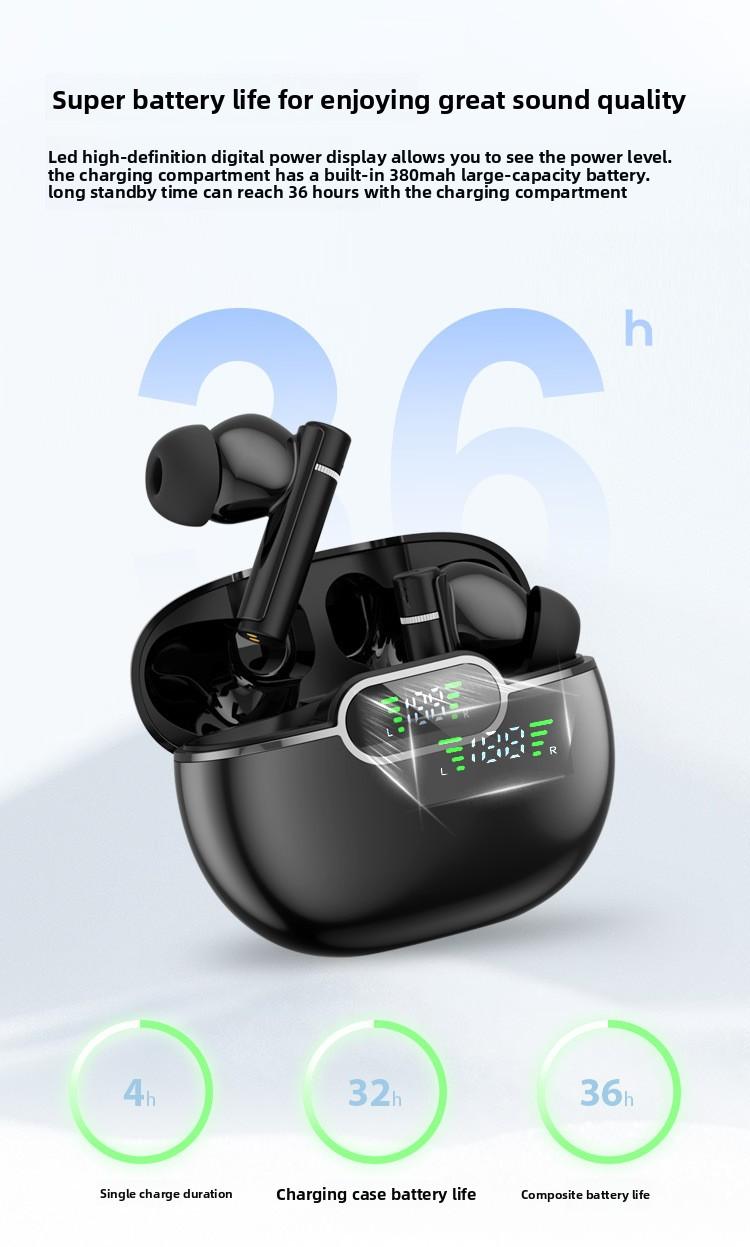 Intelligent noise reduction in-ear wireless digital display binaural stereo bass bluetooth headset Deep Earbuds