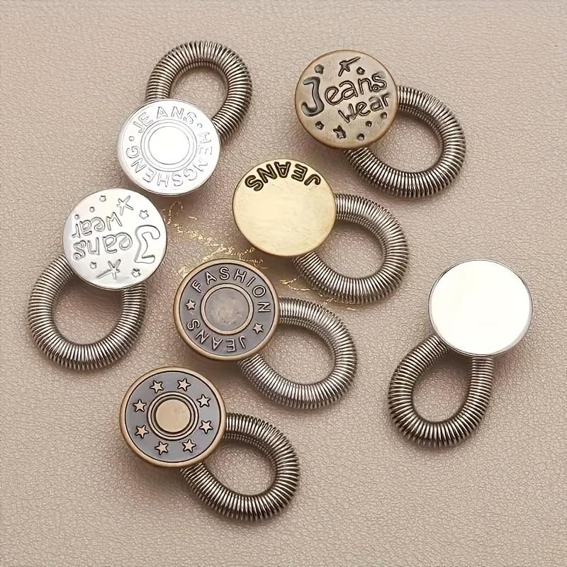 5pcs Fashionable Metal Button Waist Extenders, Adjustable & Stretchable for Women's Pants, Durable Metal with Star Engraving