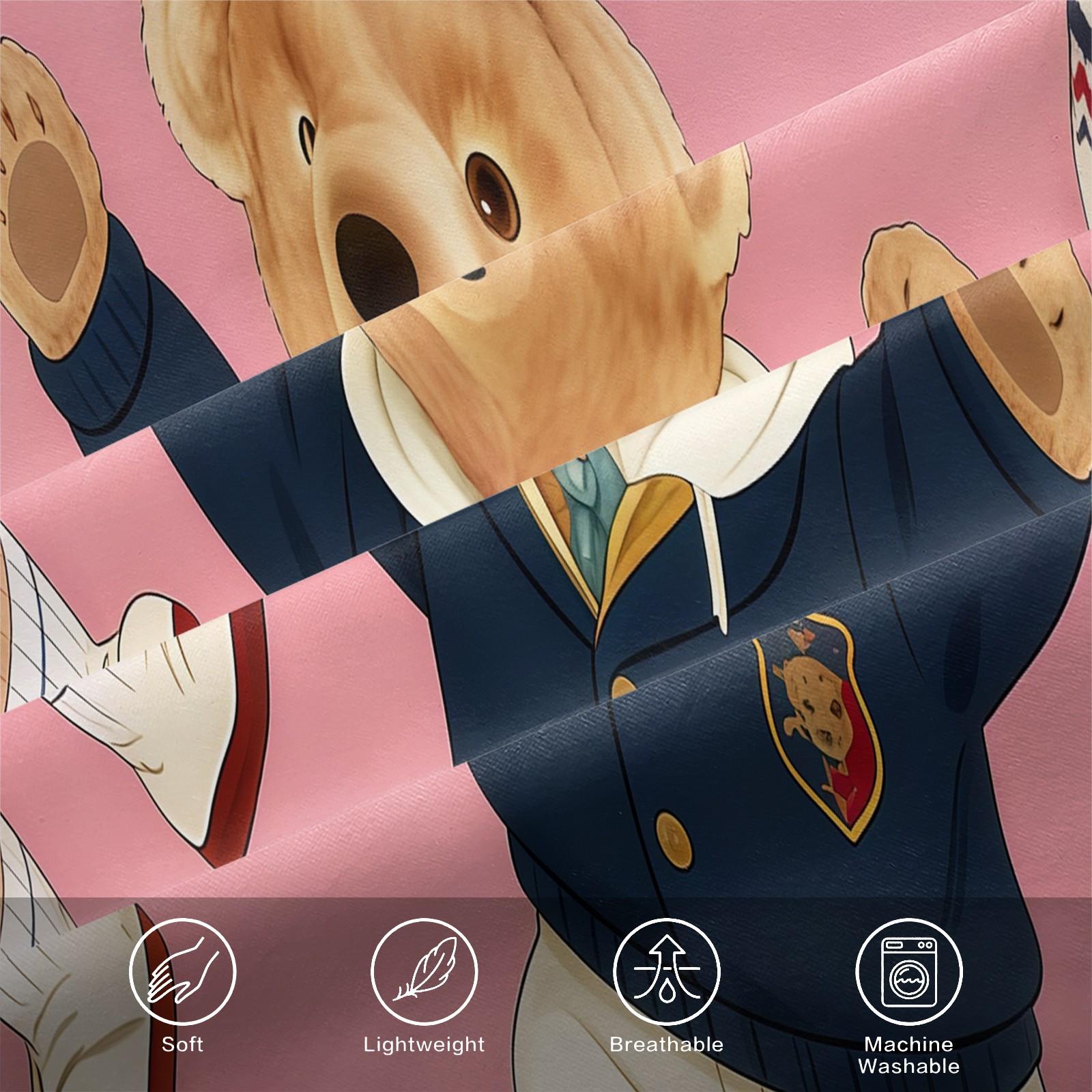 3-Piece Trendy Teddy Bear Patterned Bed Sheet, Soft And Durable Bedding Set Including 1 Bed Sheet And 2 Pillowcases, Suitable For Daily Holiday, Birthday, Gift, Bedroom Decoration For Children And Adults