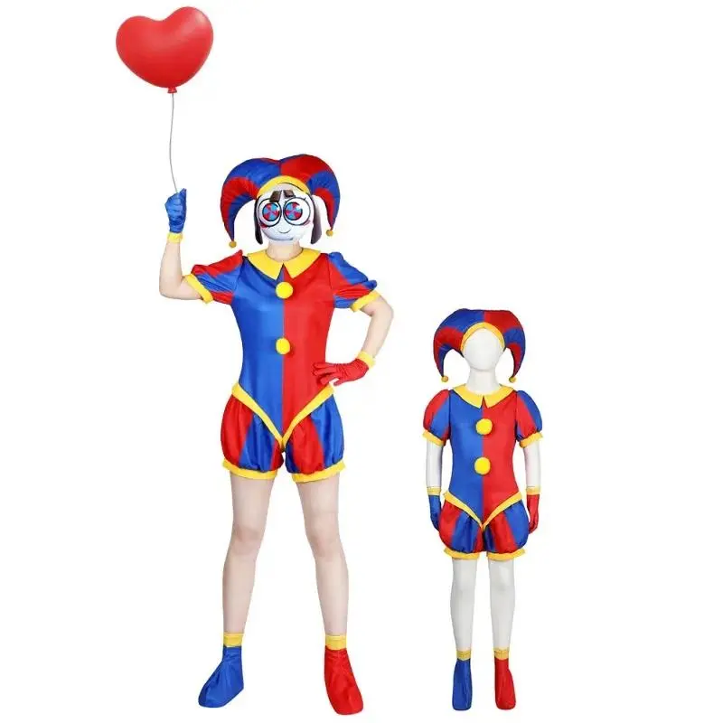 Pomni Cosplay Costume Anime The Amazing Digital Circus Cartoon Uniform Hat Gloves Halloween Party for Women Men Kids Costumes