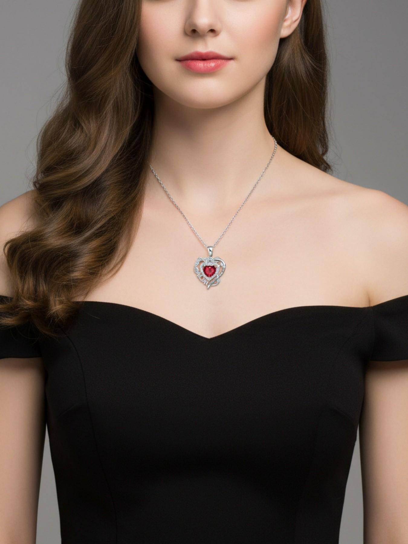Rose Heart Forever Mom Original heart-shaped rose pendant, luxury premium gem necklace.Paired with a preserved rose & teddy bear jewelry gift box.Perfect mysterious gift for festivals, birthdays, Valentine's Day, Mother's Day and Christmas.