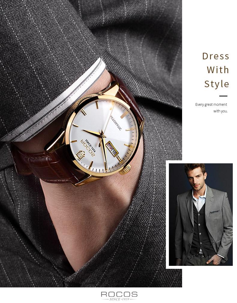 ROCOS Luxury Fully Automatic Mechanical Watch | High-End Stylish Design, Waterproof & Durable, Men's Minimalist Elegance, Showcasing Exceptional Taste