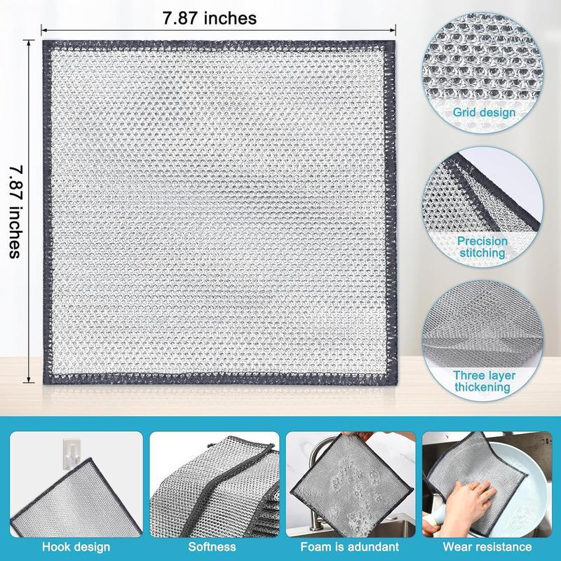 20 Pieces Multipurpose Wire Miracle Double Layer Cleaning Kitchen Pack Exfoliating Mesh Sponge Dishwashing Set Non-Scratch Durable Reusable