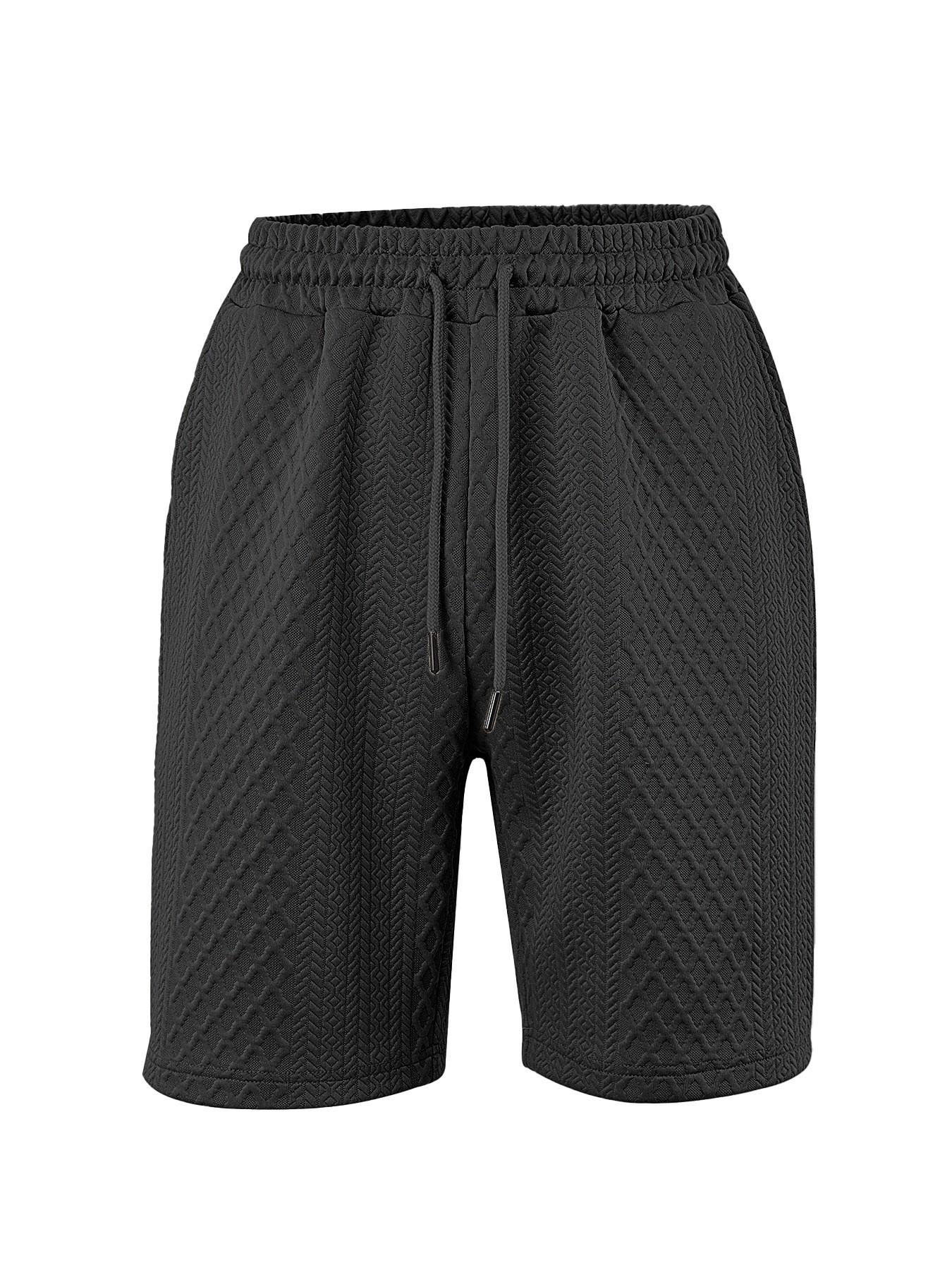 Men's Fashion Jacquard Gym Shorts, Casual Tie Waist Elastic Waist, Breathable with Pockets, Summer Beach Shorts