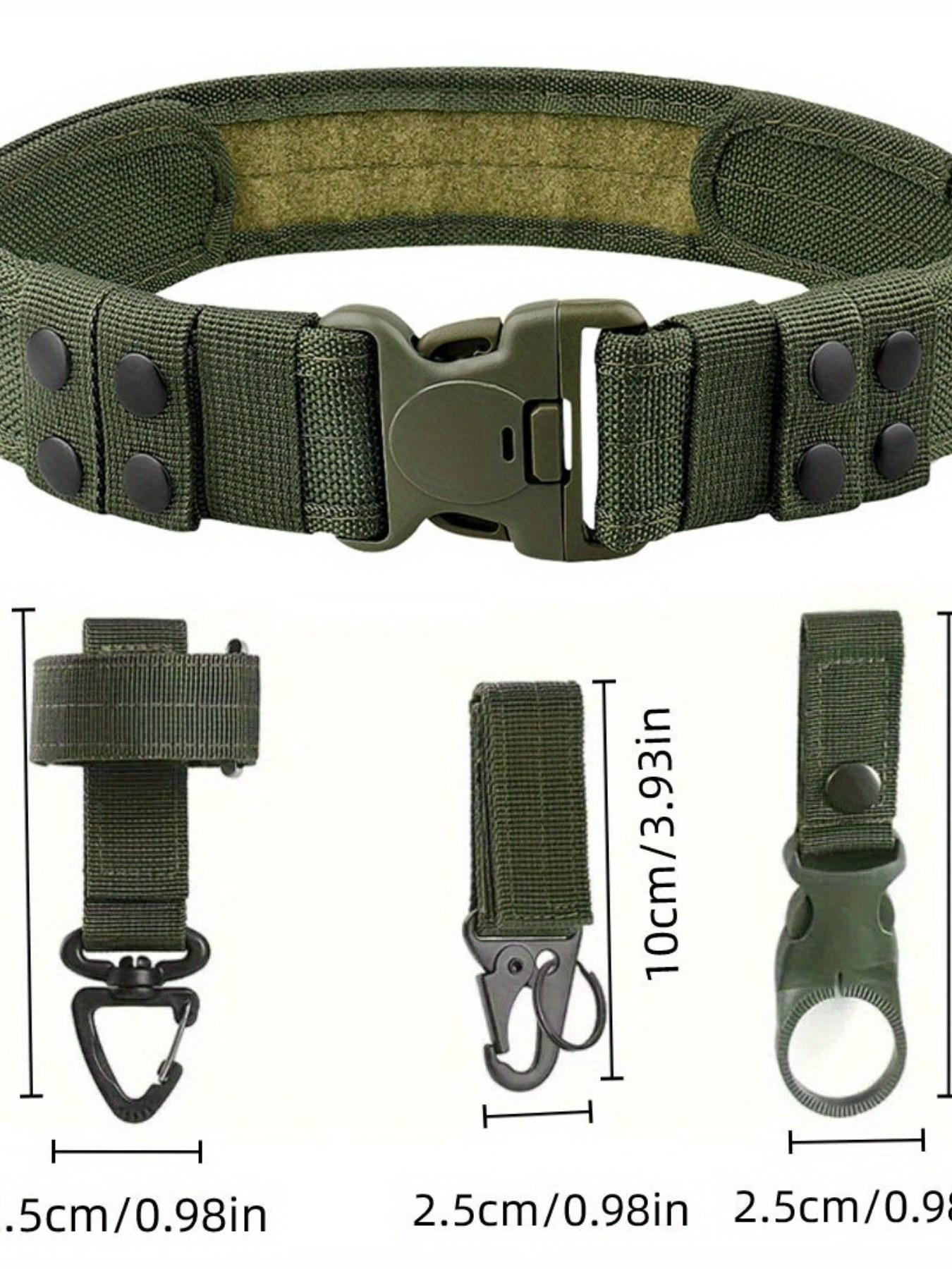 4-Piece Men's Tactical Belt Set, Durable Oxford Webbing, Quick-Release Buckle, Storage Clip, Key Ring, Water Bottle Holder, Ideal for Outdoor Hunting
