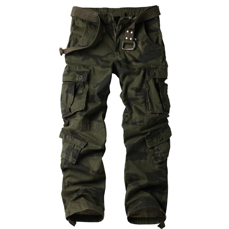 3357 Men's Cotton Cargo Pants With 8 Pockets Camo Pants Outdoor Cargo Work Pants(No Belt)