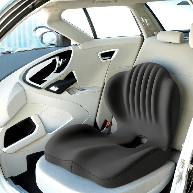 Ergonomic Memory Foam Padded Seat Cushion with Back Support, Tailbone Relief and Lumbar Pillow, Office, Car, Gaming, Wheelchair, Detachable Cover, Medium Firmness