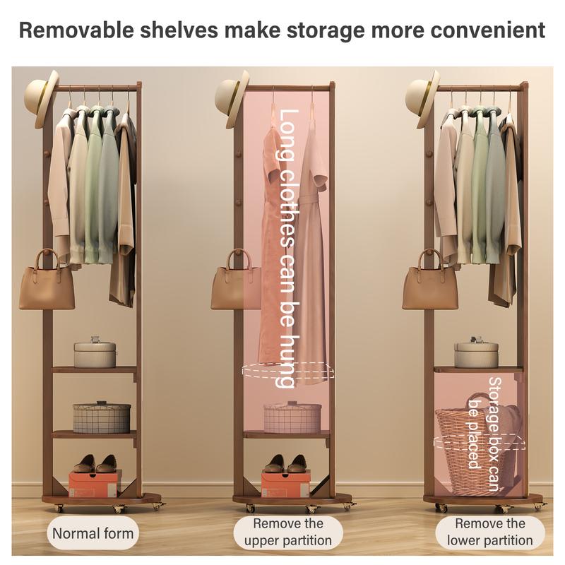 【HOT】Full Length Mirror,Full Body Mirror Solid Wood Floor Mirror with Coat Rack, Full Length Mirror with Stand Long Mirrors for Bedroom,Living Room, Multifunctional, Space Saving