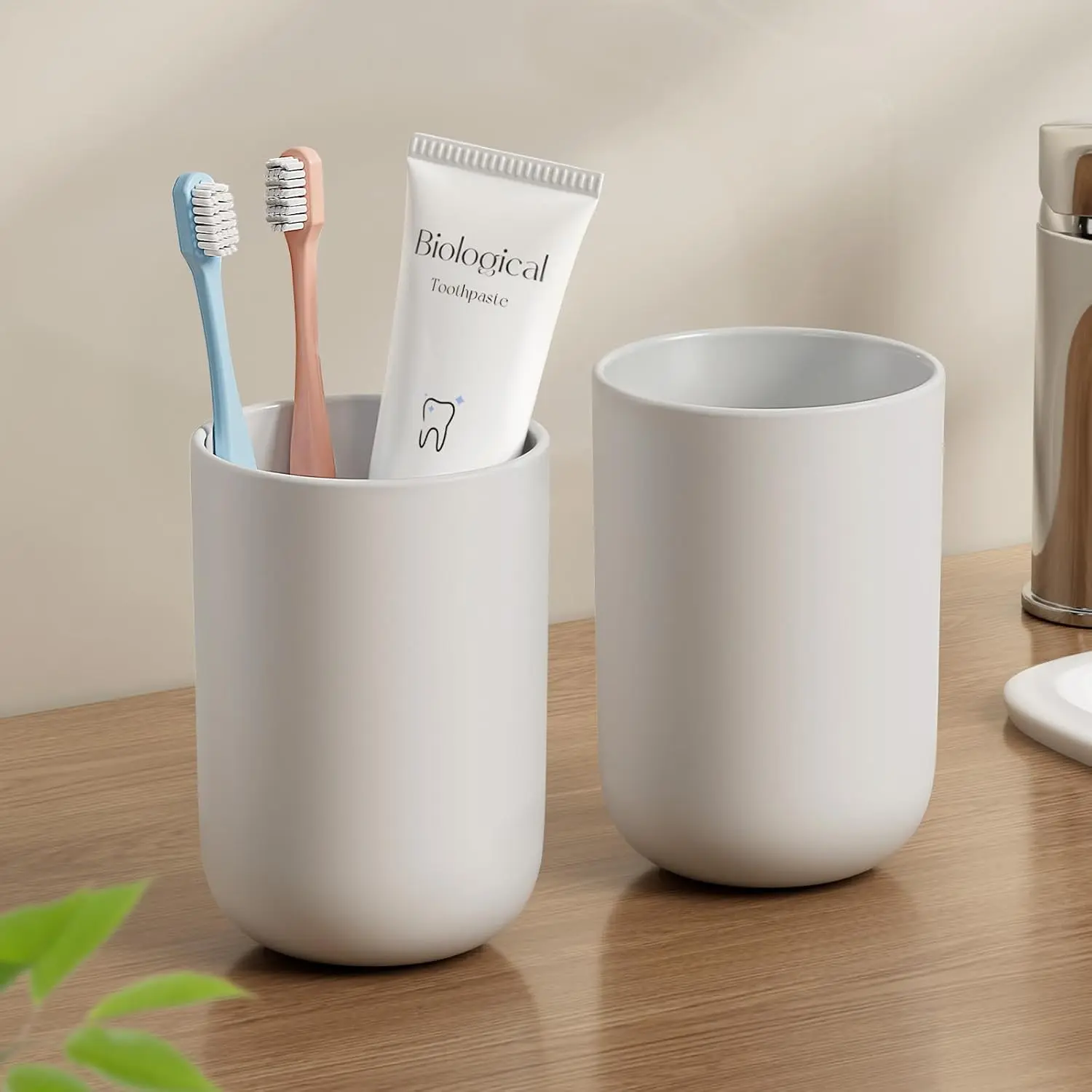 Cup 10.5oz  Unbreakable Bathroom Tumbler 1 count, Easy to Clean Plastic Bathroom Cup  Holder for Bathroom Counter Organizer