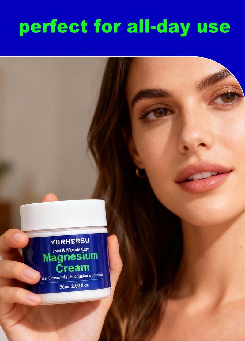 Nighttime Calming Magnesium Cream, Lavender & Grape Seed Oil, Deep Moisturizing Body Balm, Daily Massage & Hydration Care