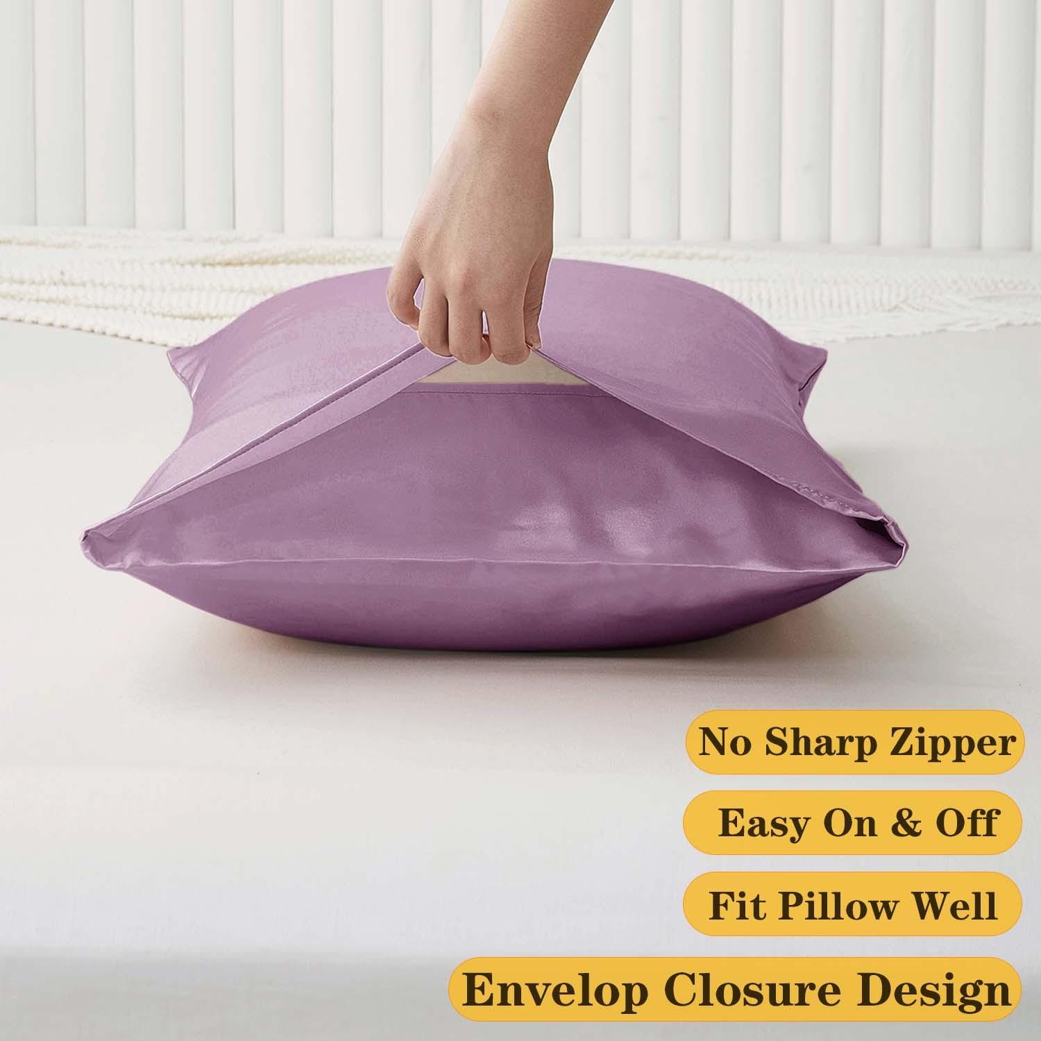 2/4-Piece Set Of Solid Color Silky Satin Pillowcases, Luxury Minimalist Style (Pillow Insert Not Included), Cool Bedroom Bedding, Enhance Your Sleep Experience, Suitable For Family Bedrooms and Dormitories Bedding Accessories