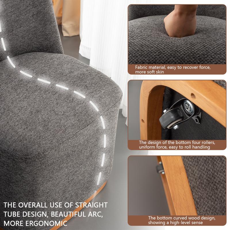 BALIAAFURNITURE 2/4 Pcs of Set Rolling Dining Chairs with Casters, Modern Upholstered Kitchen & Dining Room Comfortable Decorative Chairs