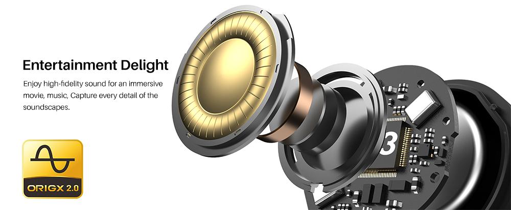 TOZO 2024NC9 Hybrid Active Noise Cancelling Wireless Earbuds ENC IPX8 Waterproof Bluetooth 5.3 Headphones Stereo Bass Heasets Headsets Audio headphones  audifonos traveling gadgets Electronic FathersDayGift Dark Black Microphone Charging