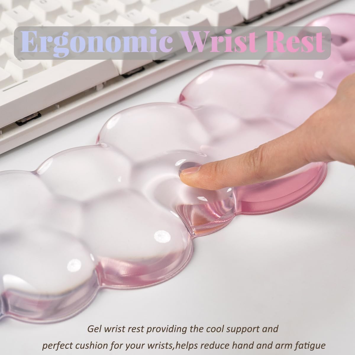 Gel Keyboard Wrist Rest Cloud Set, Clear  Wrist Support and Arm Support Keyboard Rest for Typing , with Non-Slip Soft Washable Wrist Rest( Blue)
