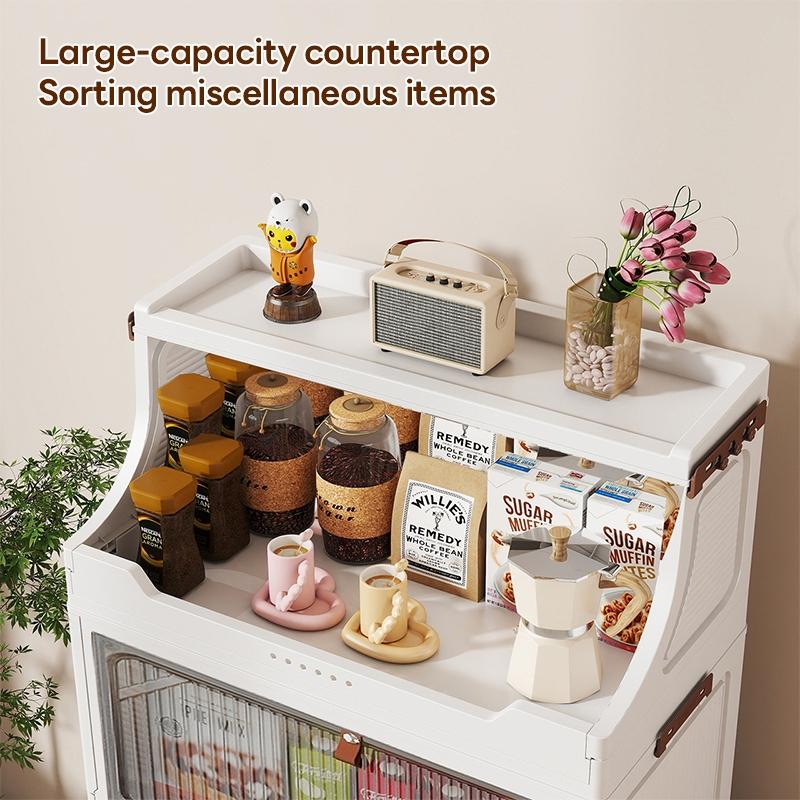 Transparent Flip Cover Storage Cabinet, Plastic Home Organizer, Space-Saving, Mobile with Wheels, Durable and Stylish, 2-6 Layers Optional