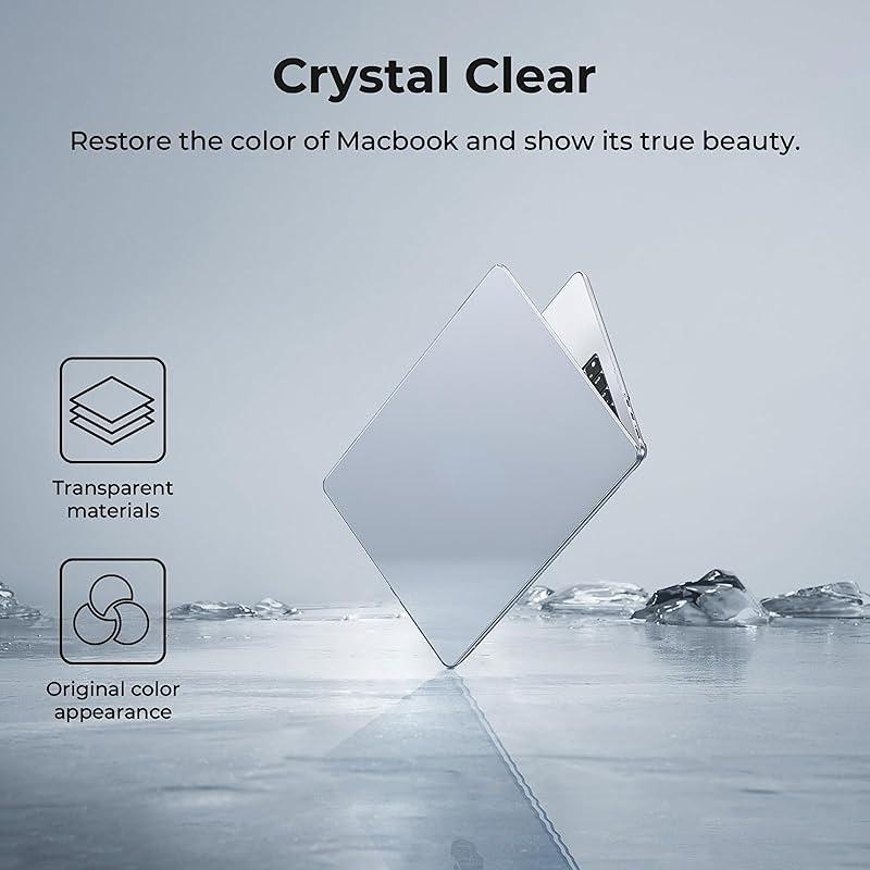 Premium laptop cases for MacBook Pro and Air models, high-grade hard protective shell - crystal clear, scratch-resistant, durable, and easy to install (1 cover + 1 base).