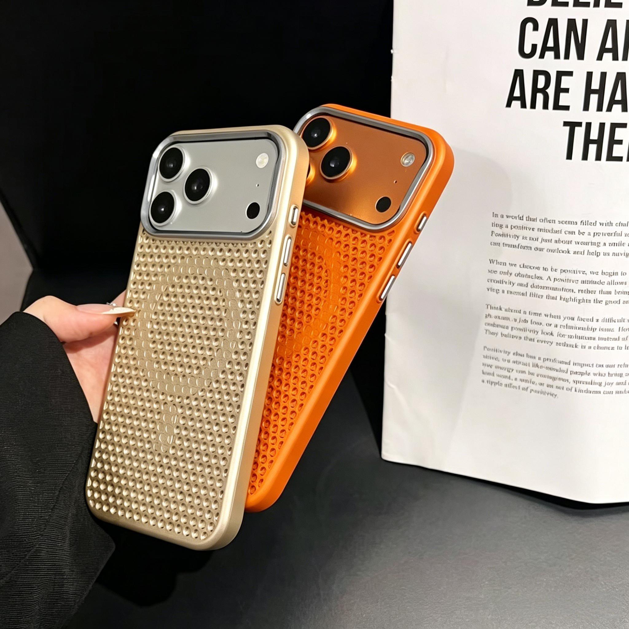 Metal Lens Frame with Honeycomb Heat Dissipation, Magnetic Phone Case with a Matte Feel, Shock-Resistant And Drop-Proof, Protects The Camera, Compatible with Iphone 17 Pro Max, 16, 15, 14, 13, And 12 Pro Max
