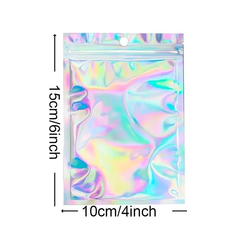 20pcs Re-Sealable Odor-Proof Bags, Holographic Aluminum Foil Food Candy Jewelry Screw Flat Zip Lock Bag, Resealable Zipper Bags, Durable Storage Solution