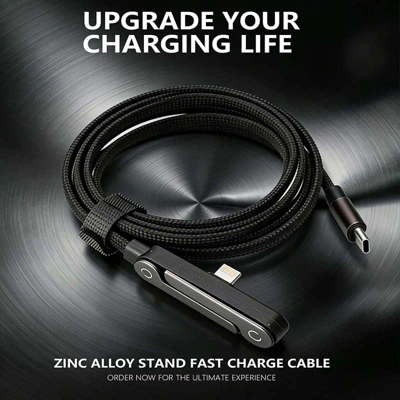 Invisible Holder Charger Cable with Stand, 240w super fast charging 2-in-1 Fast Charging Cord & Phone Stand for Gaming, Office, Car Travel, Compatible with Type-C charging cable Black, Cellphone Electronic