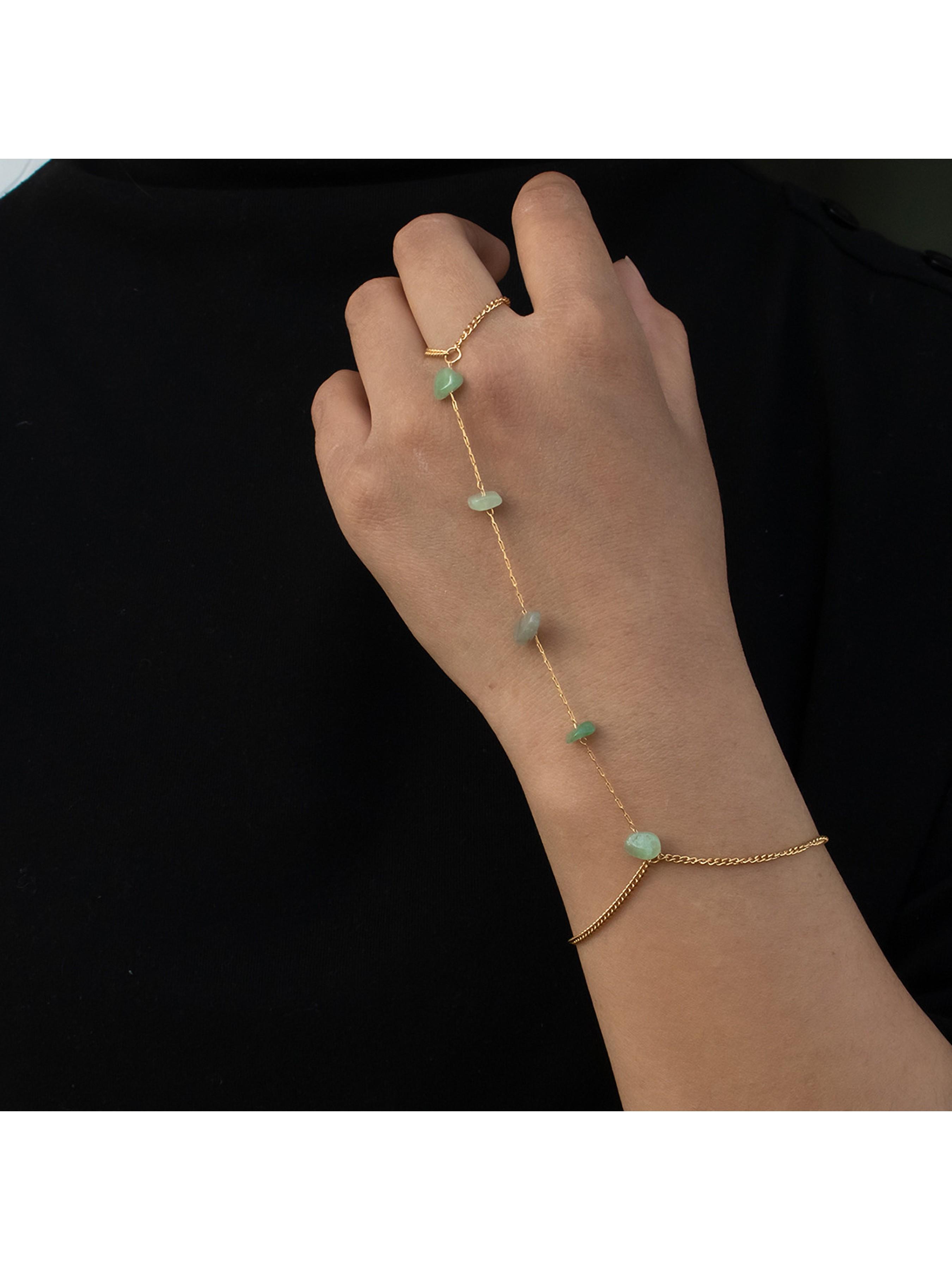 Natural Gemstone Back Bracelet Necklace, 14k Gold Plated Stainless Steel, Healing Crystal Pendant, Adjustable, Waterproof, Ideal Gift