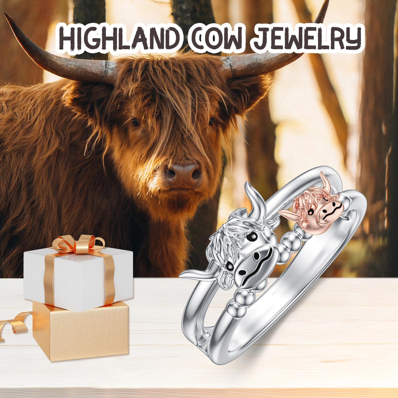Personalized Highland Cow Ring 925 Sterling Silver Statement Rings Gift For Women Girls Springtok Outdoorfun