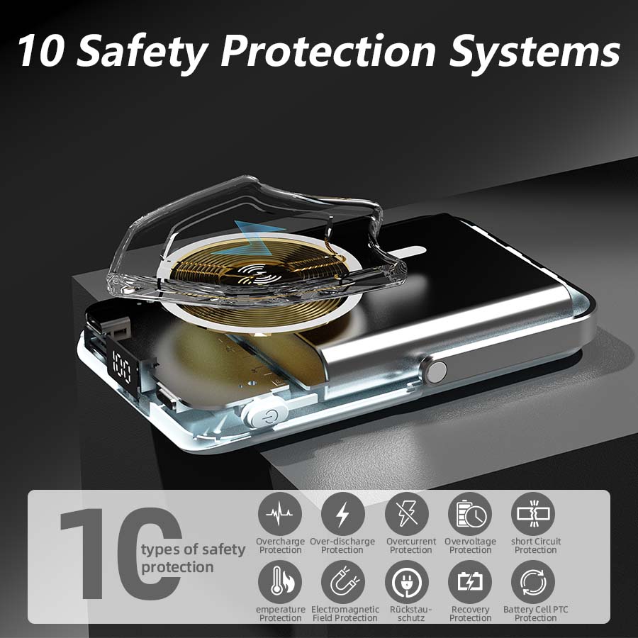 Magnetic Power Bank, 10000mAh Foldable Wireless Portable Charger with USB-C Cable, 3 Ports, LED Display, Compatible with Mag-Safe Battery Packs, 22.5W PD Fast Charging, Compatible with iPhone 16/15/14/13/12 Pro/Pro Max/Plus/Mini