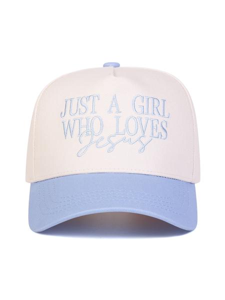 Women's Embroidered Just a Girl Who Loves Jesus Graphic Trucker Hat, Stylish Religious Theme Cap, Comfortable & Versatile, Perfect Gift