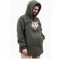 Sherpa Hooded Carrier Hoodie for Men - Fleece Blend Sports Outerwear with Kangaroo Pouch for Small Dogs, Cats