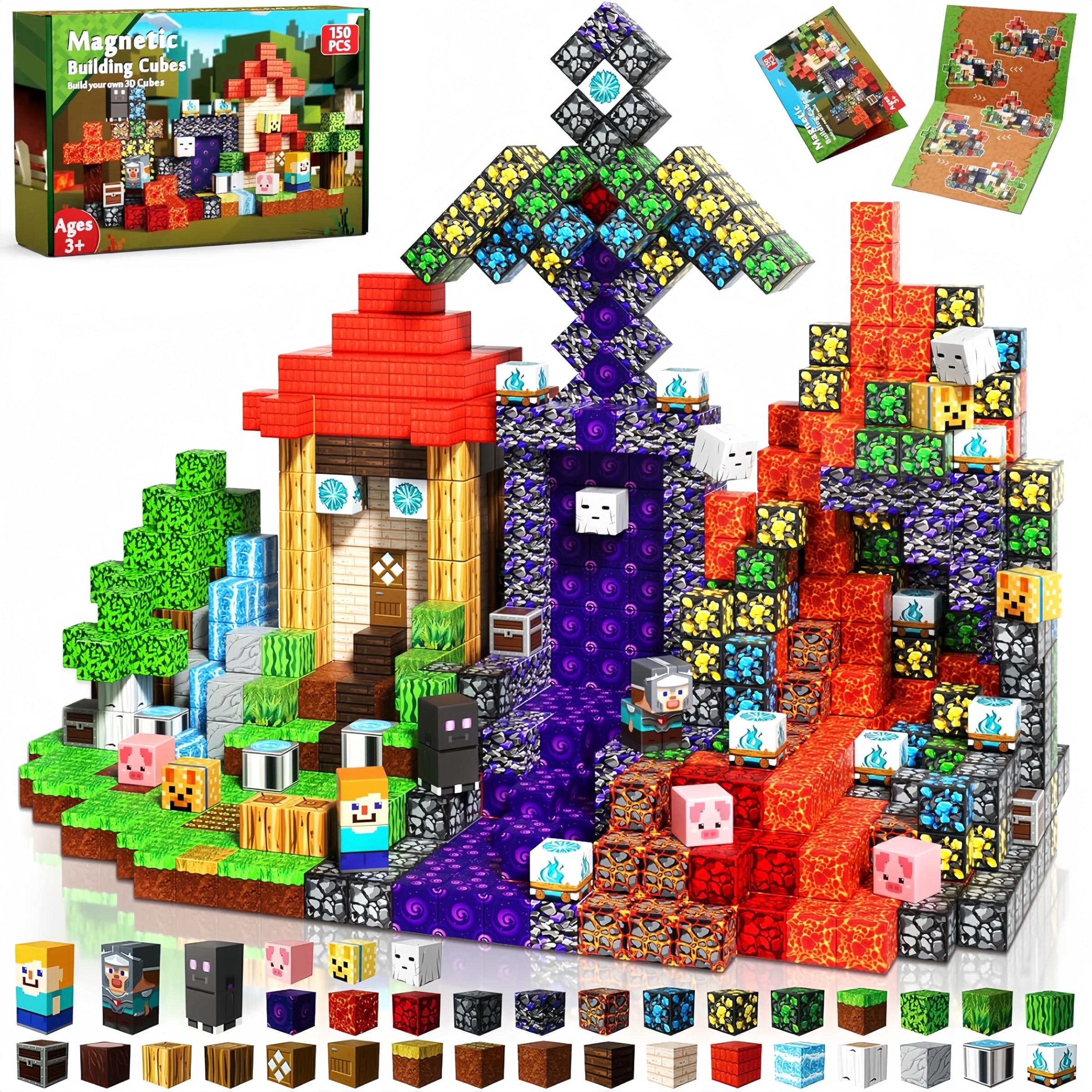 Magnetic Building Blocks 150/200PCS – Magnetic Blocks Set with Tiles & Cubes, STEM Montessori Sensory Toy for Kids Ages 4-8, Creative Educational Construction Gift for Boys & Girls Christmas Birthday