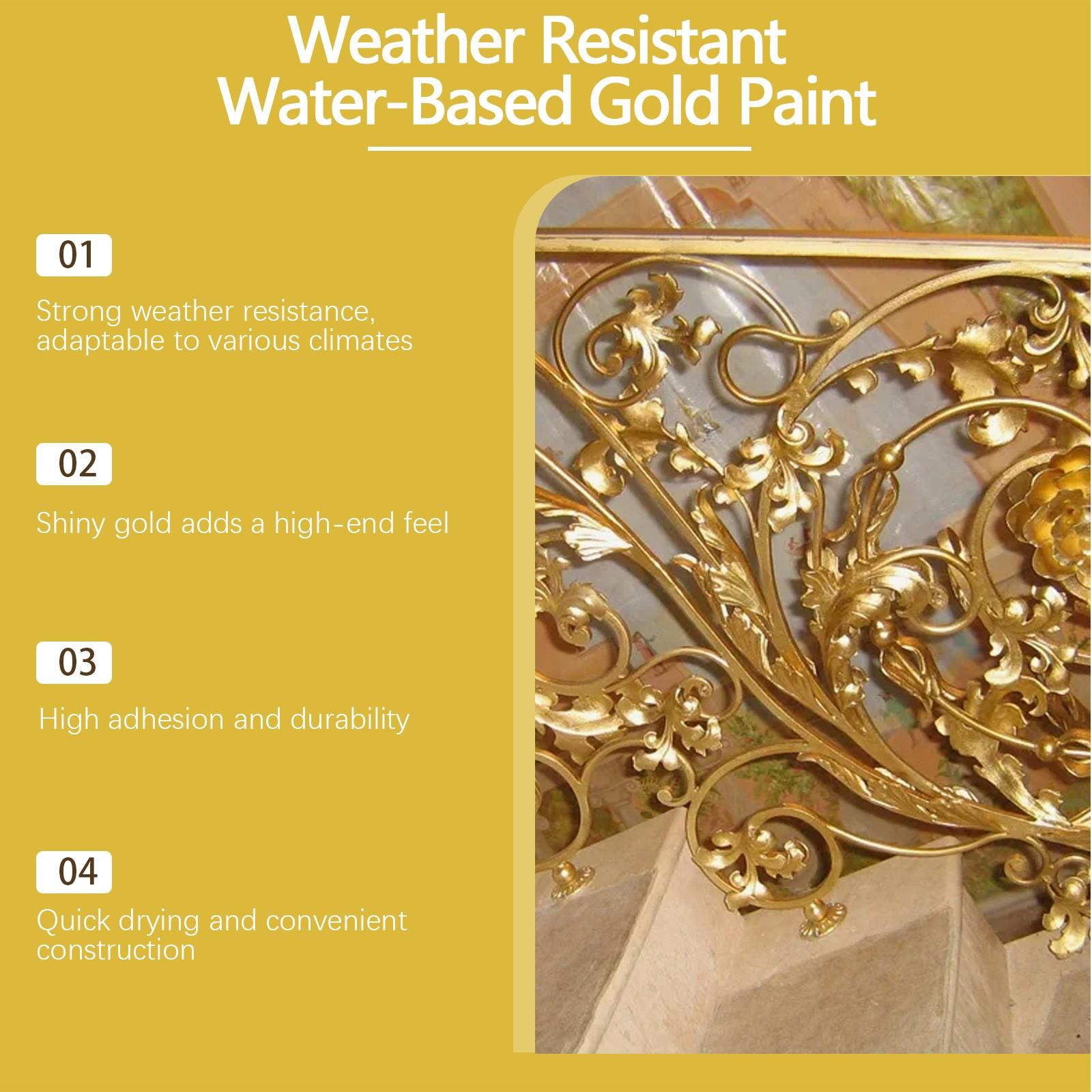 Jakehoe Weatherproof Paint, Waterproof Paint, Metal Paint for Roman Columns, Outdoor Gold Leaf Paint, Durable Water-Resistant Finish, Painting