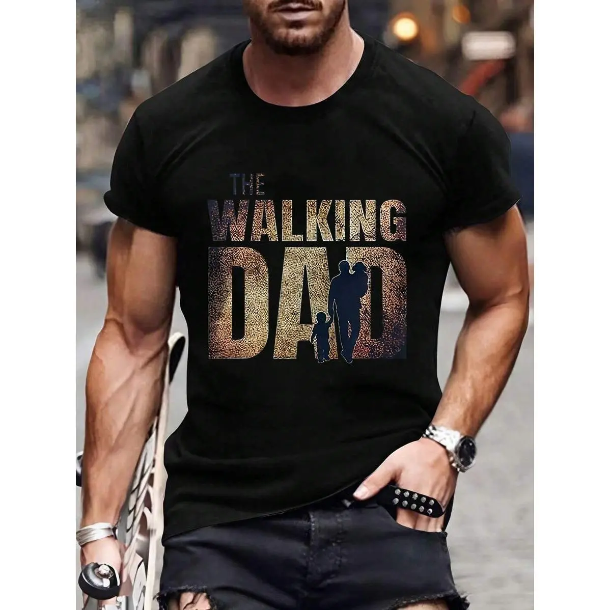 Men's Summer Letter Print Slim Fit Casual Crew Neck Short Sleeve T-Shirt