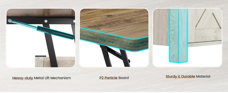Product Introduction of SEDETA Lift Top Coffee Table, 4 in 1 Multi-Function Convertible Coffee Tables with Storage and Hidden Compartment, Farmhouse Coffee Table Converts to Dining Table for Living Room 9