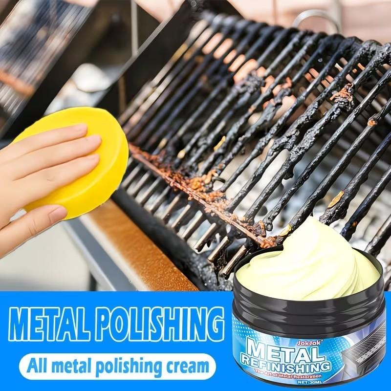 Metal Polish Kit for Renovating Old Pots, Universal Metal Polish Agent, Quick Effective Chrome Stainless Painted Metal Gloss Restorer, Sponge Included