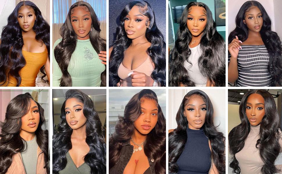 13x6 Lace Front Wigs Human Hair Pre Plucked 180 Density 26 Inch HD Body Wave Lace Front Wigs Human Hair 10A Frontal Wigs Human Hair wigs for Women Glueless Wigs Human Hair Pre Plucked Black wig