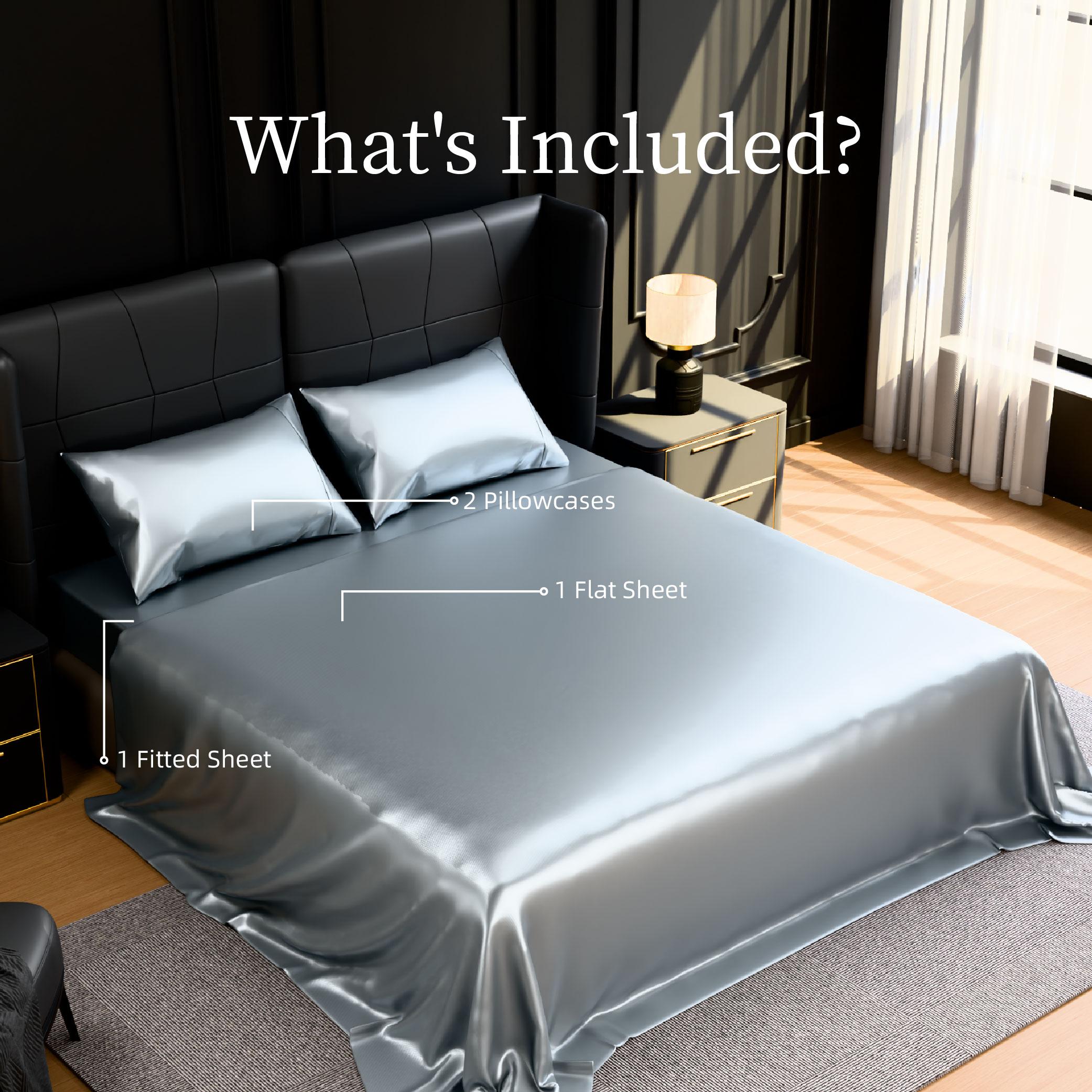 【TikTokShopBlackFriday】Satin-Look Polyester Bedding Set Bed Sheets Set – 4-Piece Silky Bedding for Bedroom, Guest Room, Dorm & Hotel – Twin, Full, Queen, King Sizes with 15-Inch Deep Pocket – Luxurious Soft, Wrinkle & Fade Resistant, Easy Care 【TikTokShopBlackFriday】Satin-Look Polyester Bedding Set Bed Sheets Set – 4-Piece Silky Bedding for Bedroom, Guest Room, Dorm & Hotel – Twin, Full, Queen, King Sizes with 15-Inch Deep Pocket – Luxurious Soft, Wrinkle & Fade Resistant, Easy Care