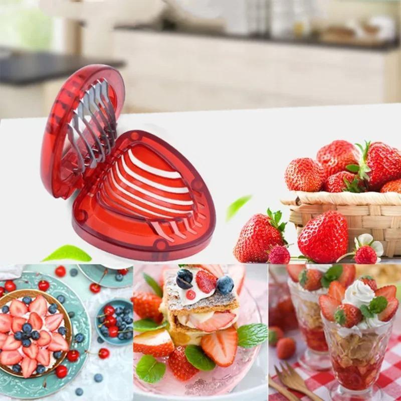 1pc stainless steel strawberry slicer cream cake decorating tool date slicer egg cutter kitchen creative kitchen gadget