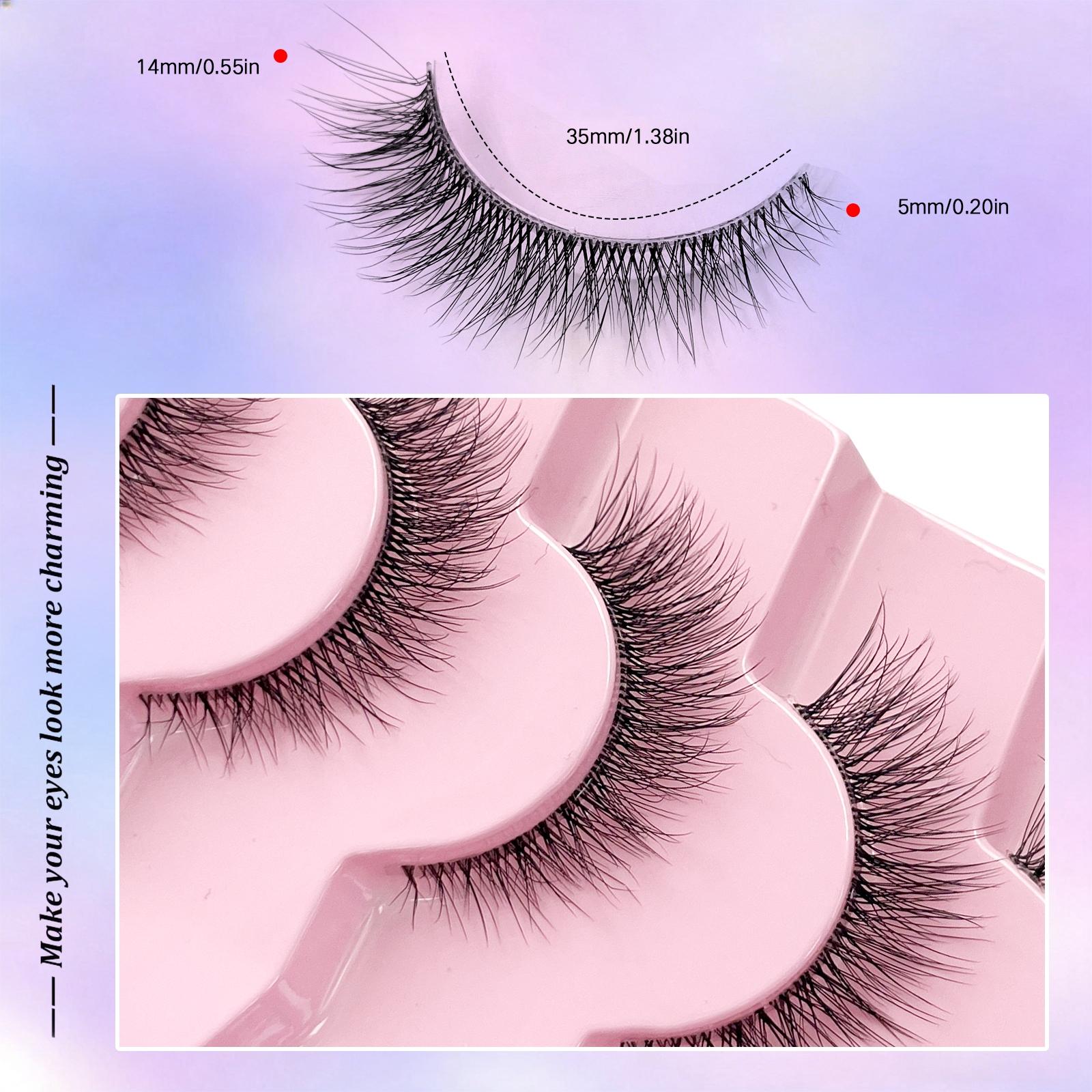 7 Pairs Lashes With Clear Band Fluffy False Lashes Pack Natural Look False Eyelashes Wispy Eyelashes Curly Makeup Eyelashes For Daily Wear