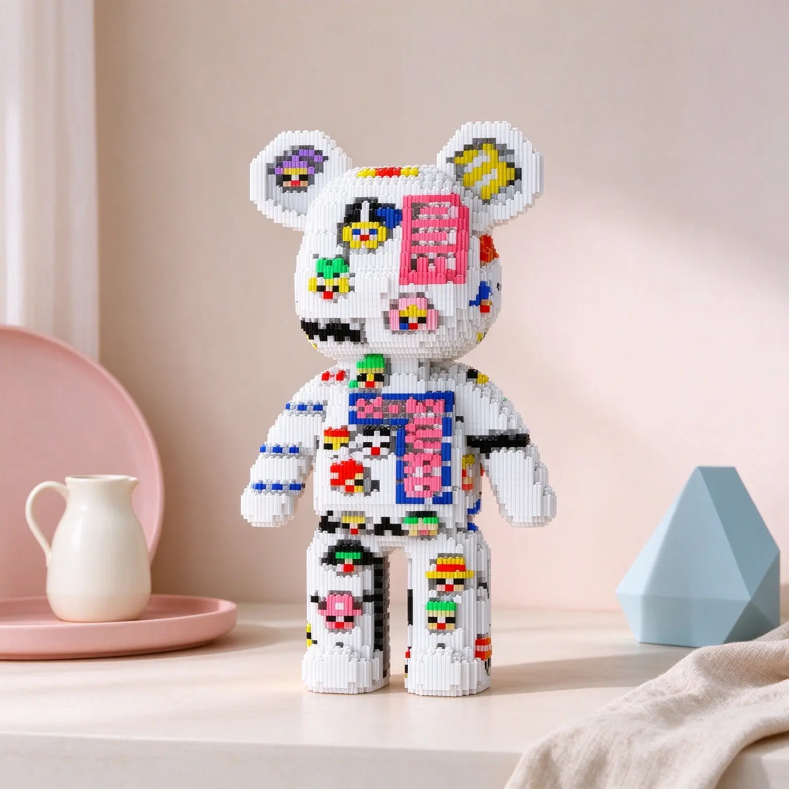 Digital Graffiti Lucky Bear 3D Puzzle Building Block Decor, Home Office Shelf Decoration, Party Gift, Holiday Decor, Handmade Craft