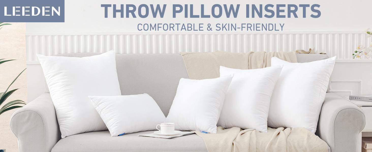 20x20 Pillow Inserts, 20 Inch Decorative Throw Pillow Inserts, Soft Square Throw Pillows for Couch, Sofa, Bed, and Home White Cushion Pack of 2