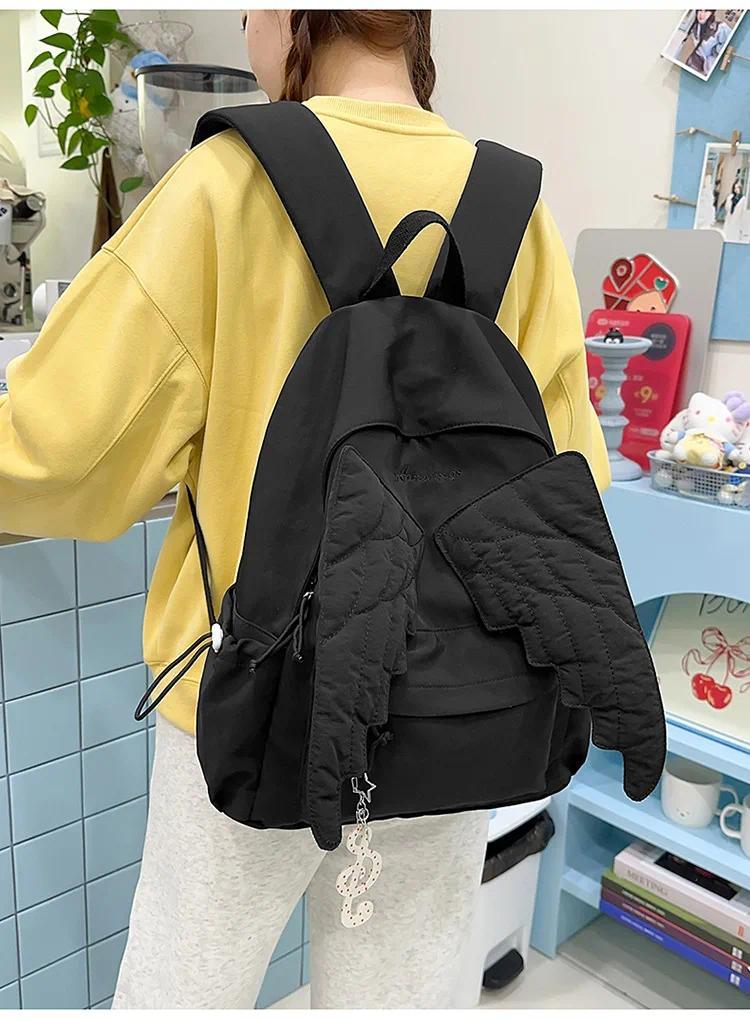 Angel's Wings Backpack for Girls Fashion School Bag for College Students Women Large Capacity Book Bag Lady mochila femininas