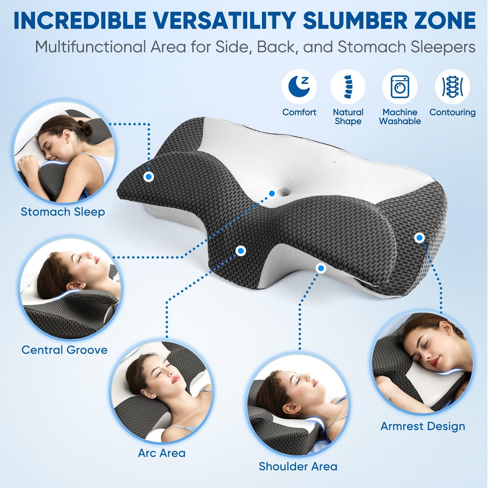 28" Extra Wide Ultra Comfortable Neck Pillow, 2 Contoured Heights for Side Sleepers, High-Quality Ergonomic Memory Foam Pillow for Sleeping, Washable and Breathable Cover, Suitable for Back and Stomach Sleepers, Valentine's Day
