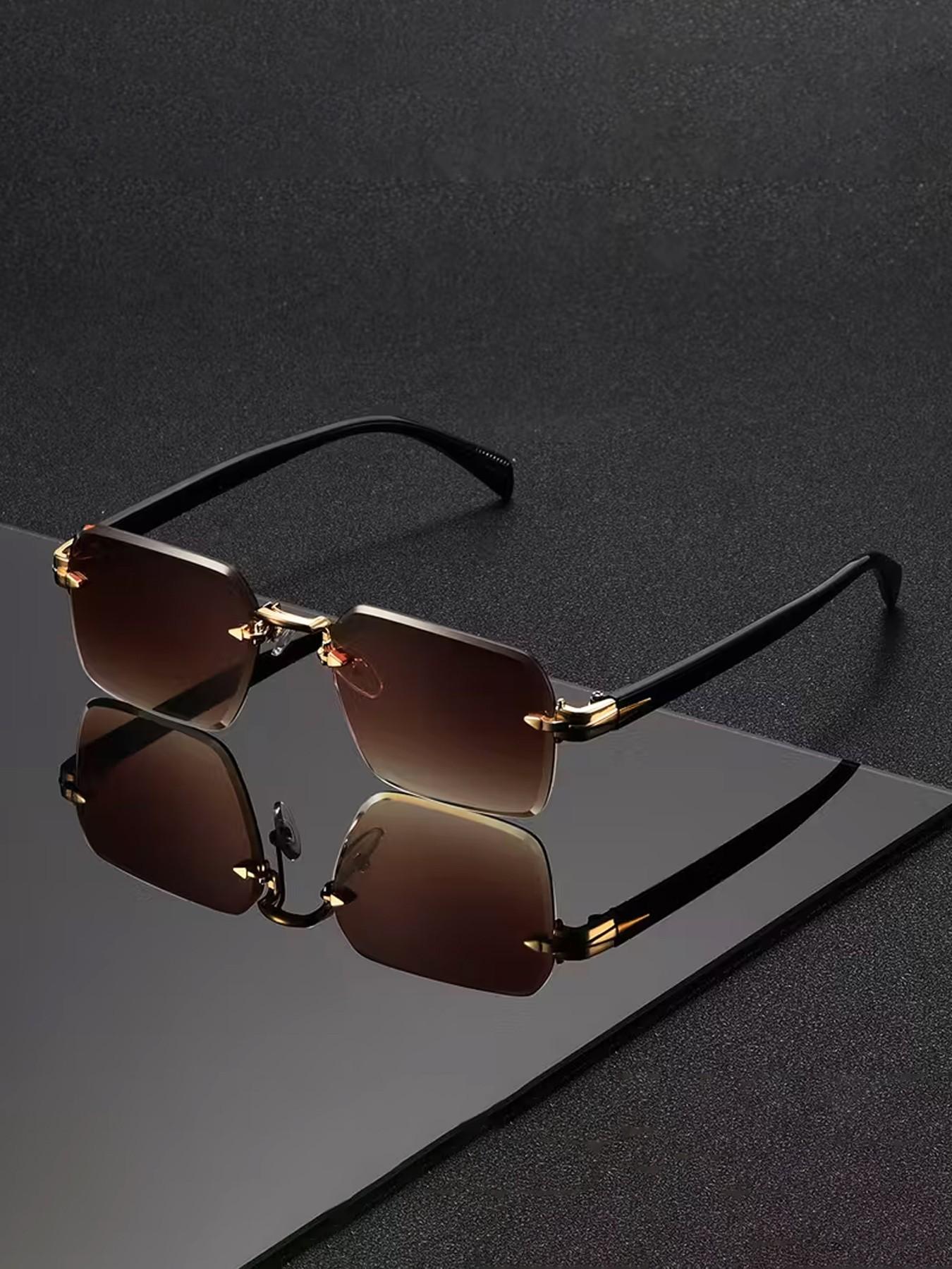 Unisex Yk2 Style Decorative Glasses, Frameless Design, Retro Casual Fashion, Suitable for Daily Wear & Playtime, Includes Cleaning Cloth