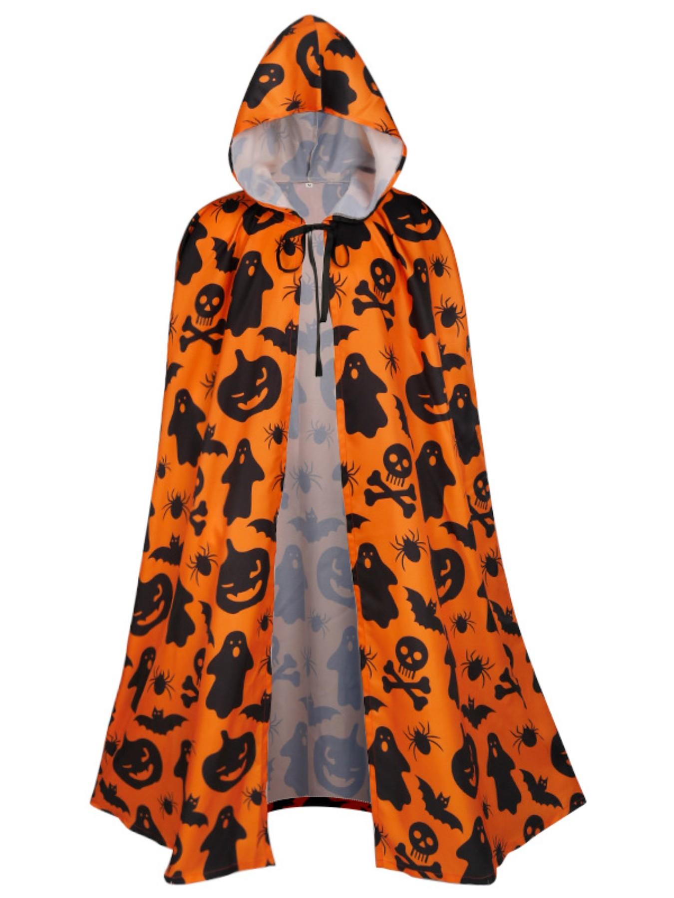 Halloween Cosplay Costume Witch Cloak, Printed Party Dress-Up, Perfect for Halloween Parties & Events, Stylish Wizard Robe