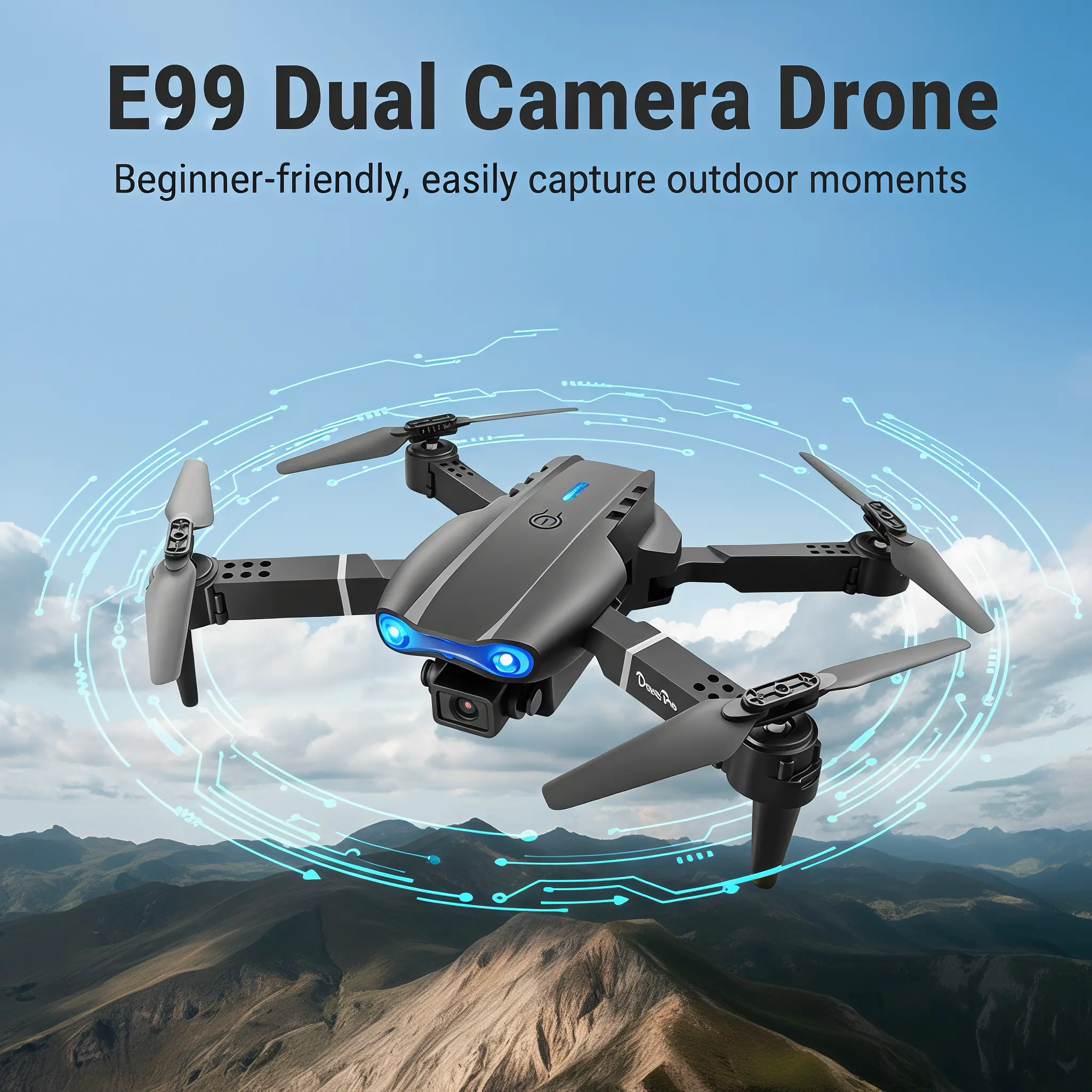 E99 Dual Camera Drone for Aerial Photography, Supports HD Dual-Lens Shooting, Comes with Portable Storage Bag & Full Accessories, Beginner-Friendly to Easily Capture Outdoor Moments