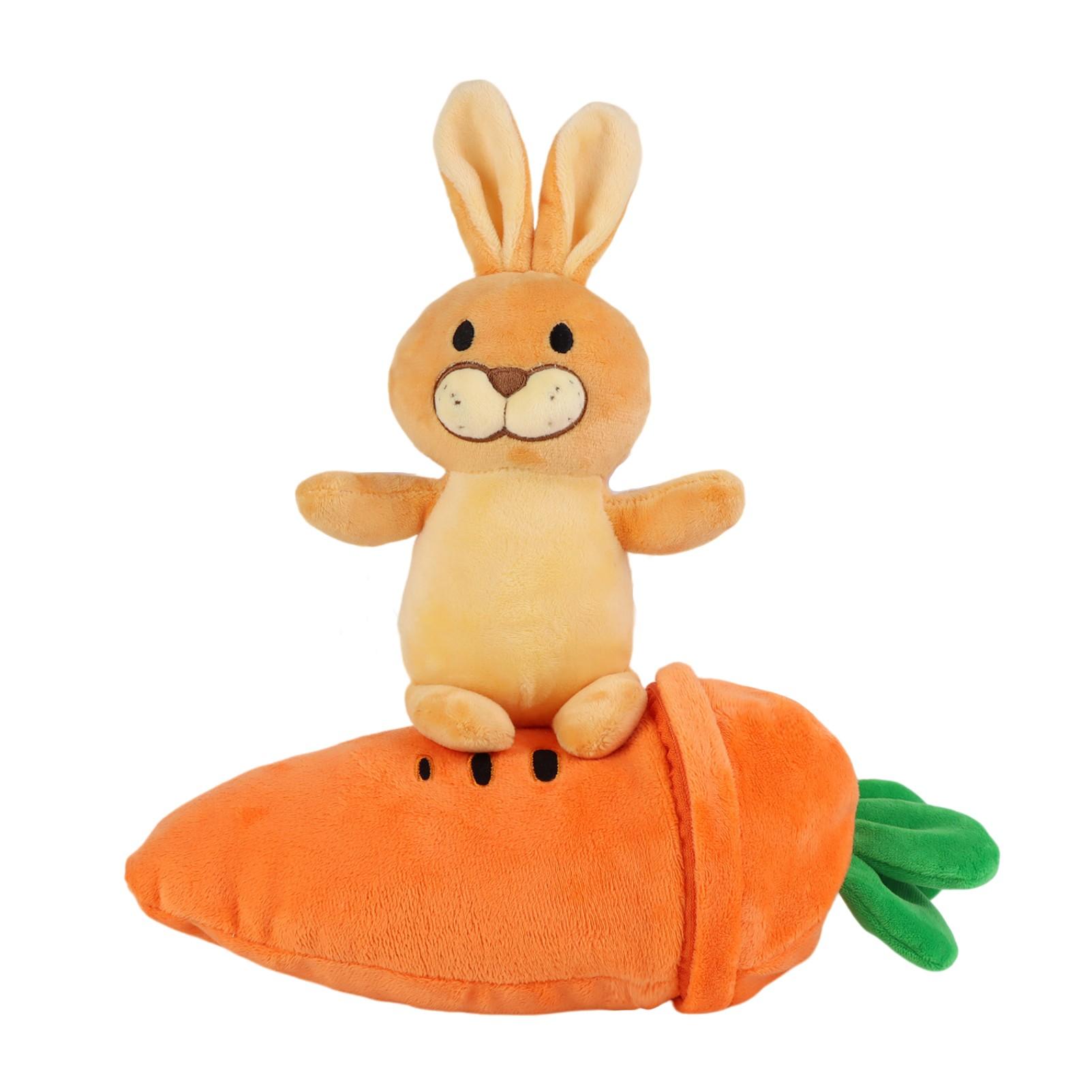 25cm/9.84in Carrot Plush Toy with Hidden Bunny Inside, Interactive Zipper Two-in-One Design, Soft Cuddly Stuffed, Cute Gift for Kids, Soft Stuffed Animals, Comforting Sleep Companion, Collectible Home Decoration, Perfect for Children & Plush Toy Lovers