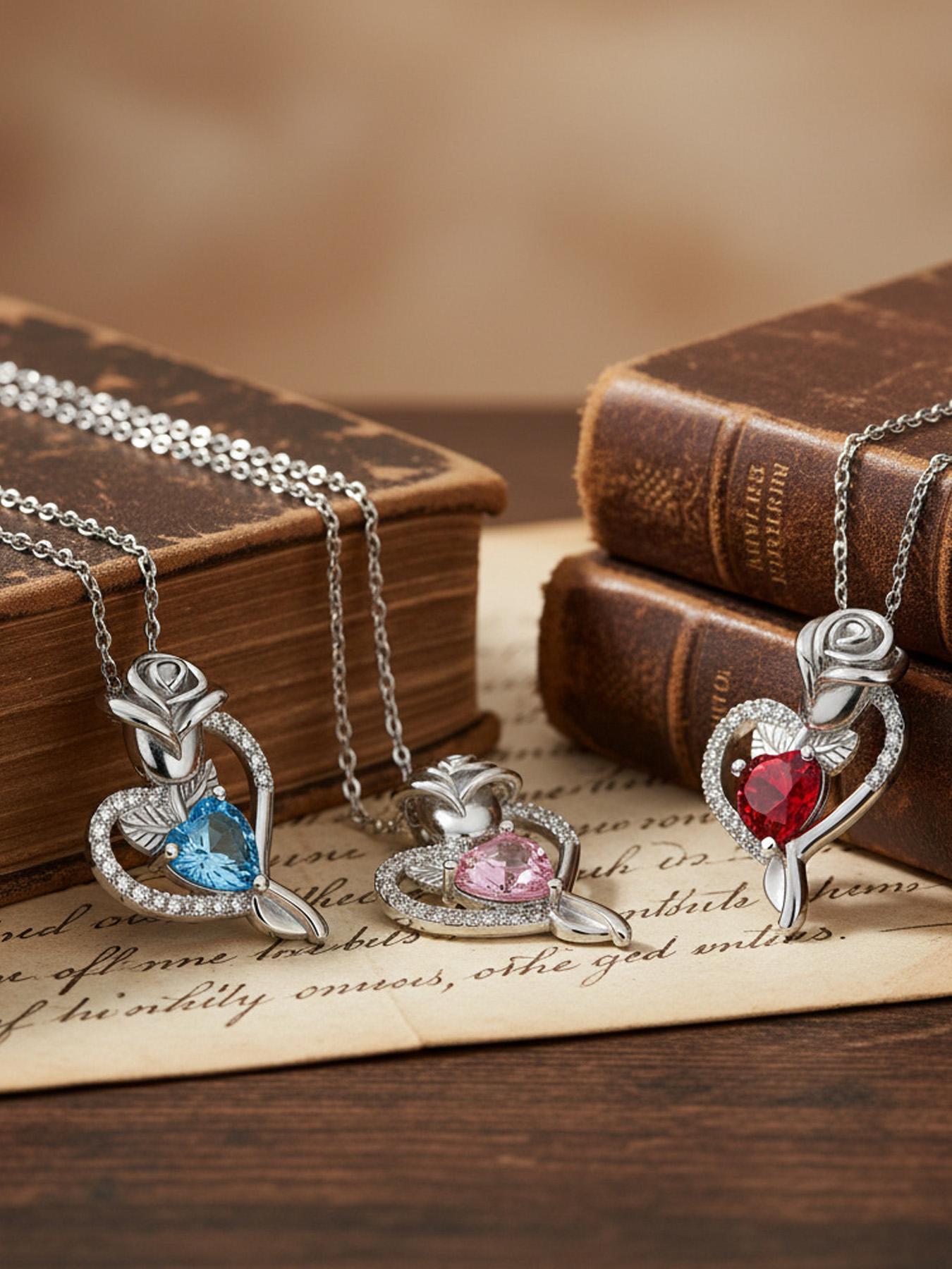 Eternal Rose Heart Necklace, Preserved Flower Gift Box, Copper Pendant, Perfect for Wife, Mom, Girlfriend, Valentine's Day, Mother's Day, Birthday