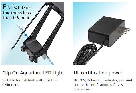 hygger Clip On 24/7 Lighting Aquarium LED Light, 14W Sunrise-Daylight-Moonlight and DIY Mode, Adjustable Timer / Brightness Fish Tank Light with 7 Colors for Planted Tank Aquatic Life