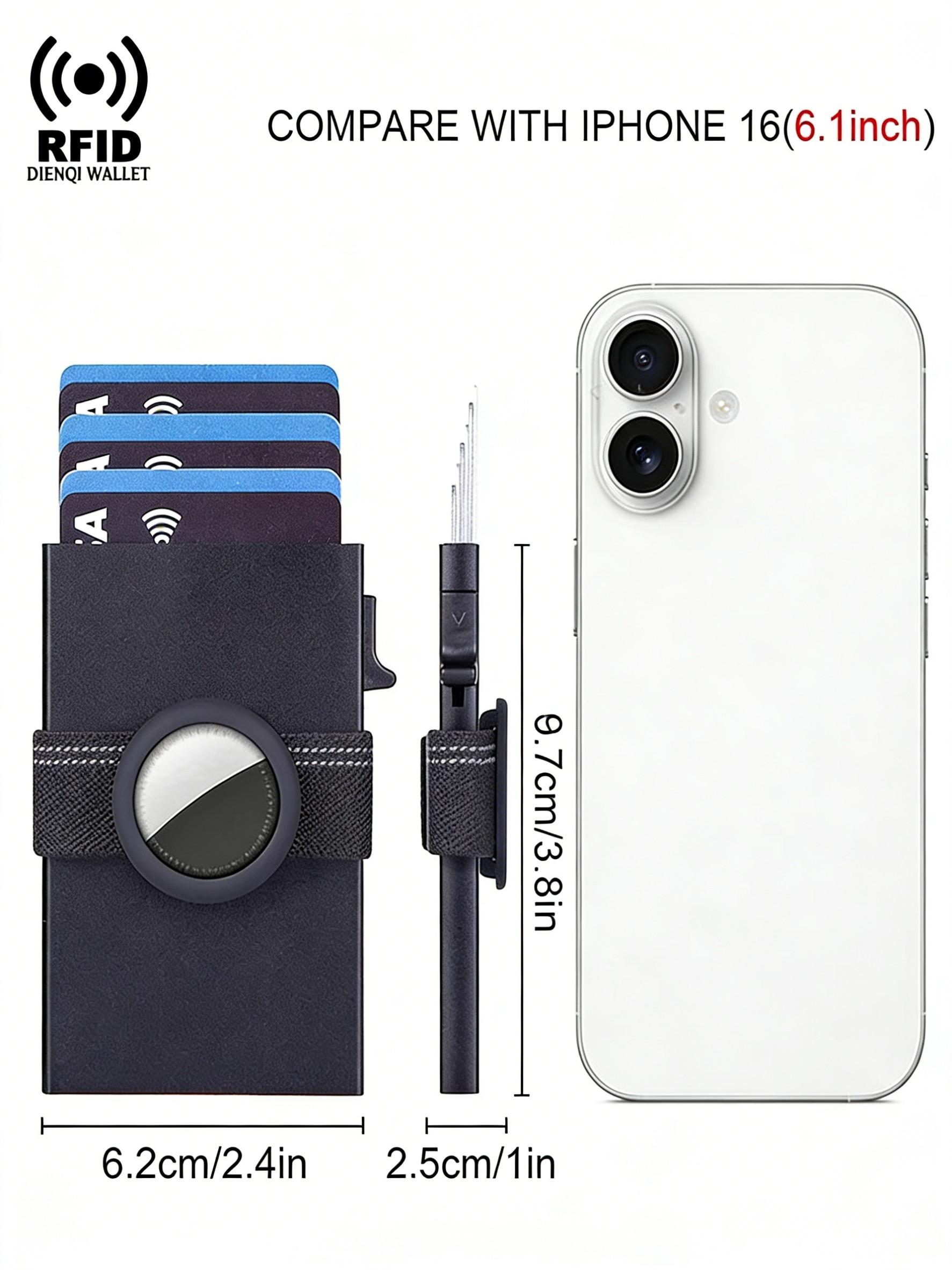 Airtag Credit Card Holder Rfid Blocking Slim Thin Minimalist Wallet with Cash Band Pop Up Aluminium Air Tag Wallets Mens,Gift for Male Women,Daily Use,Purses