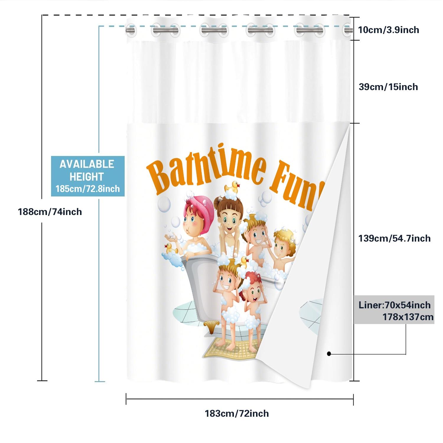 1PC double-layer large ring shower curtain, children play with bubbles in the bathtub, shower curtain, high-end quick drying hanging curtain, bathroom, curtain, waterproof, anti mold curtain